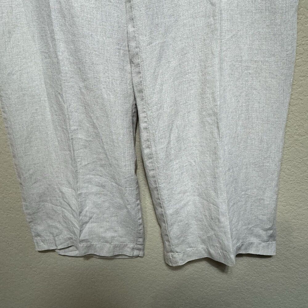 Eileen Fisher 100% Organic Linen Cream Wide Leg Trouser Pants Size L Lagenlook - Picture 9 of 12